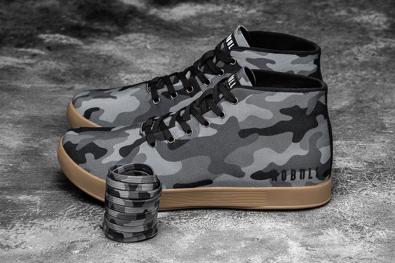 Black Nobull Camo Canvas Mid Women's Trainers | CA R1970V